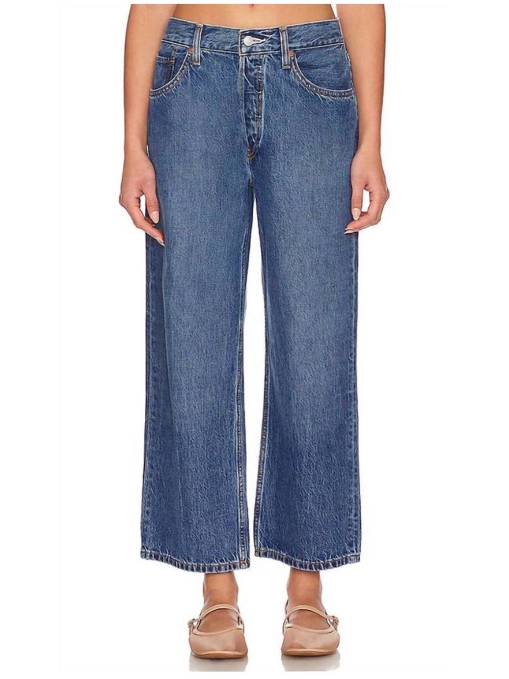 Re/Done Loose Crop in Peyote Flow Denim Jeans Size 29